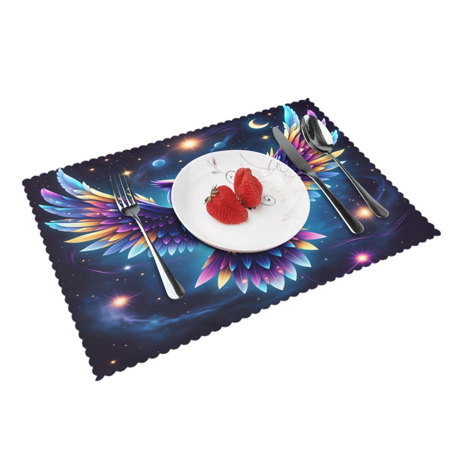 Cosmic Owl Placemats Set of 4 Print Table Mats Place Mats Table Decor for Kitchen Dining 12X18 in