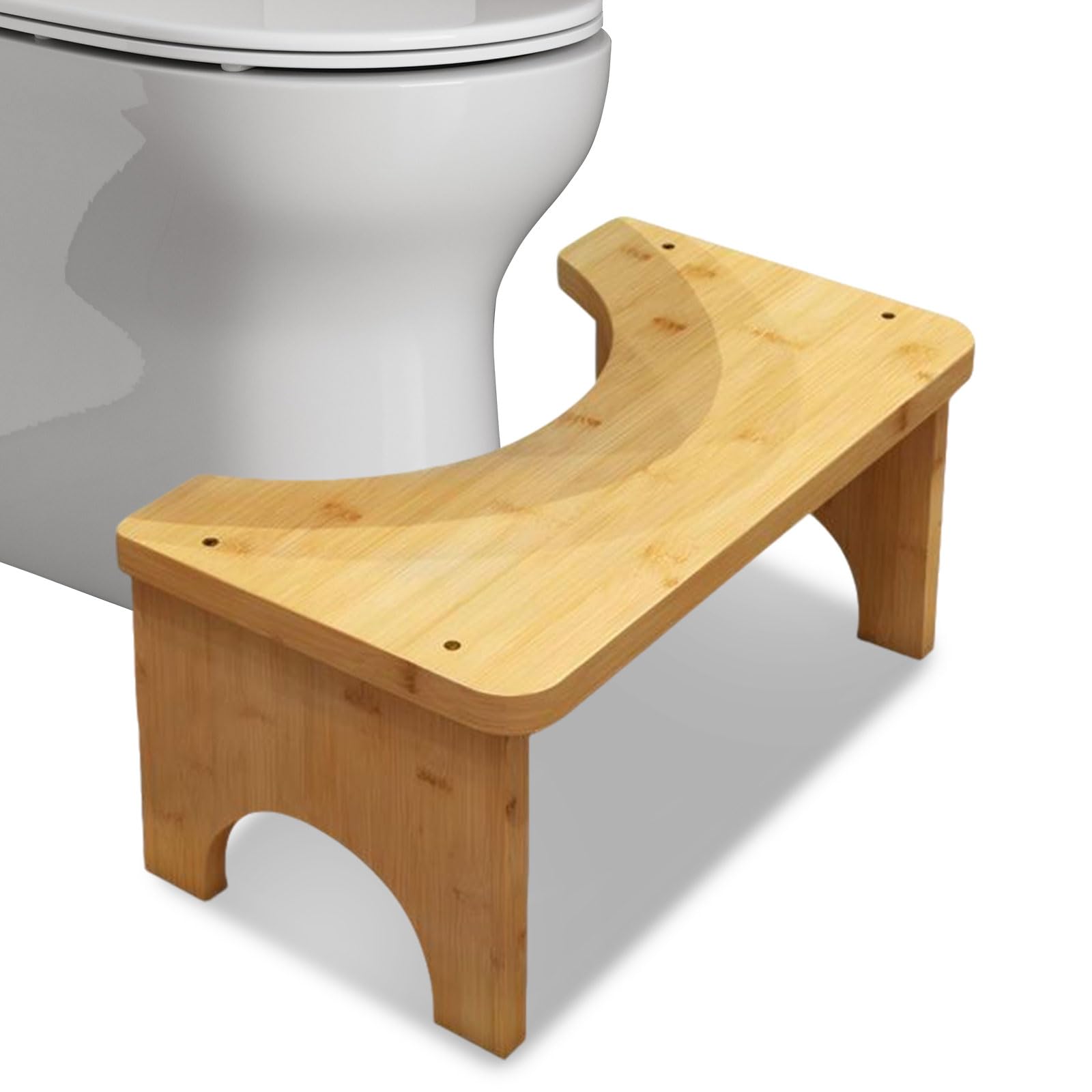 Sgabello per WC in bambù, 37×20×17 cm Sgabello WC antiscivolo ed ergonomico per favorire la digestione, sgabello per WC salvaspazio per WC e bagno (colore legno)
