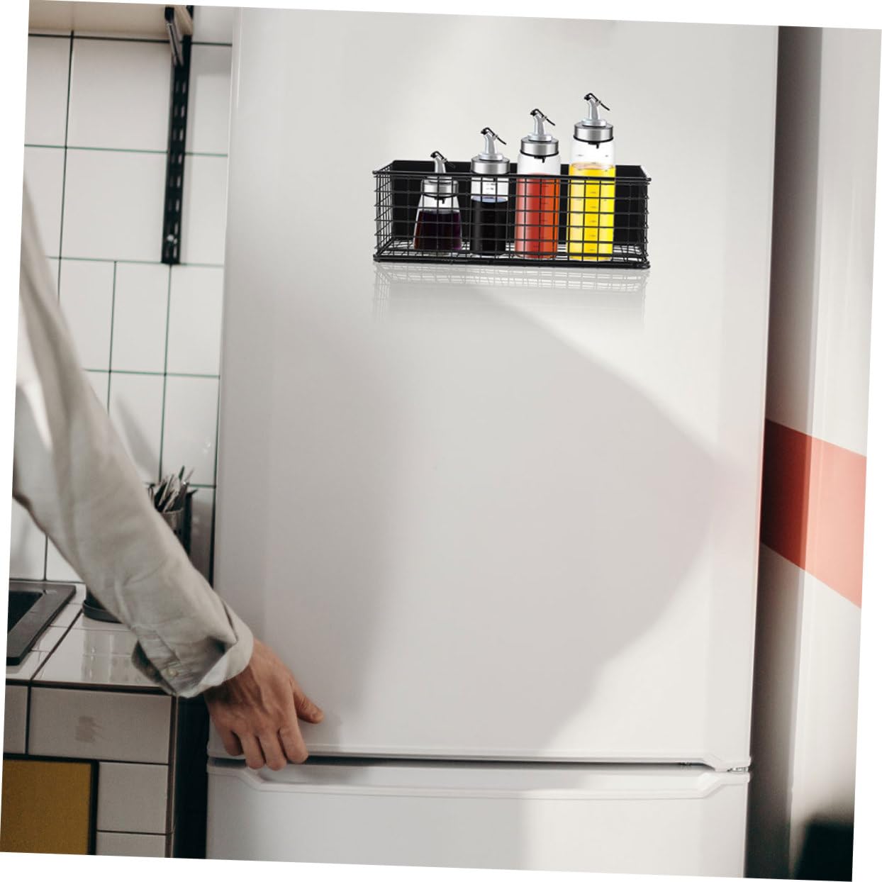 Cabilock 2piezas Estante Magnético para Refrigerador Nevera Diseño de Esquinas Redondeadas Resistente al Desgaste para Almacenamiento de Botellas y Frascos de Especias en Cocina o Comedor