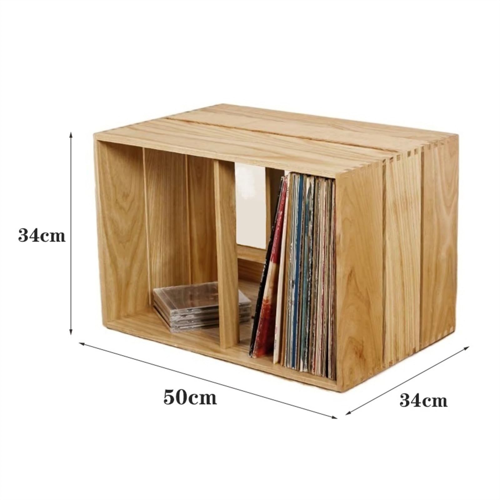 MRKU Porta Dischi in Vinile, espositore per CD, Organizer per la casa - Scaffale da Tavolo impilabile in Legno per LP