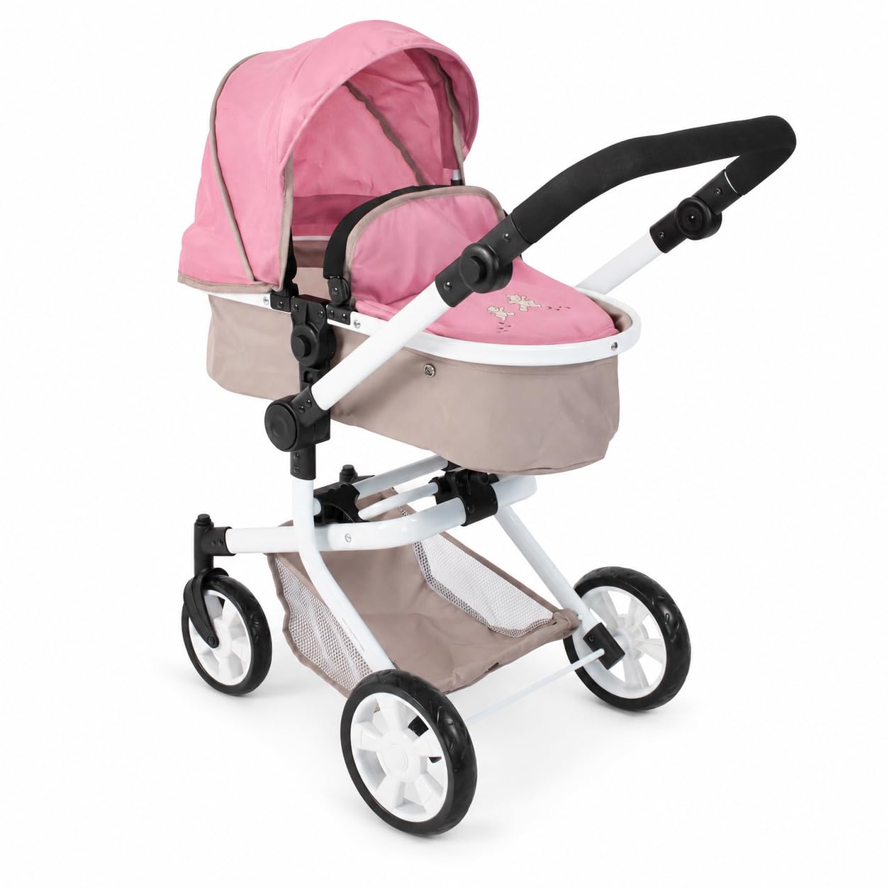 Bayer Chic 2000 Poussette poupée Mika 2 en 1 Pliable et réglable | Poussette poupée 2 en 1 pliable avec poignée réglable (47-80 cm), pour poupées jusqu'à 52 cm.