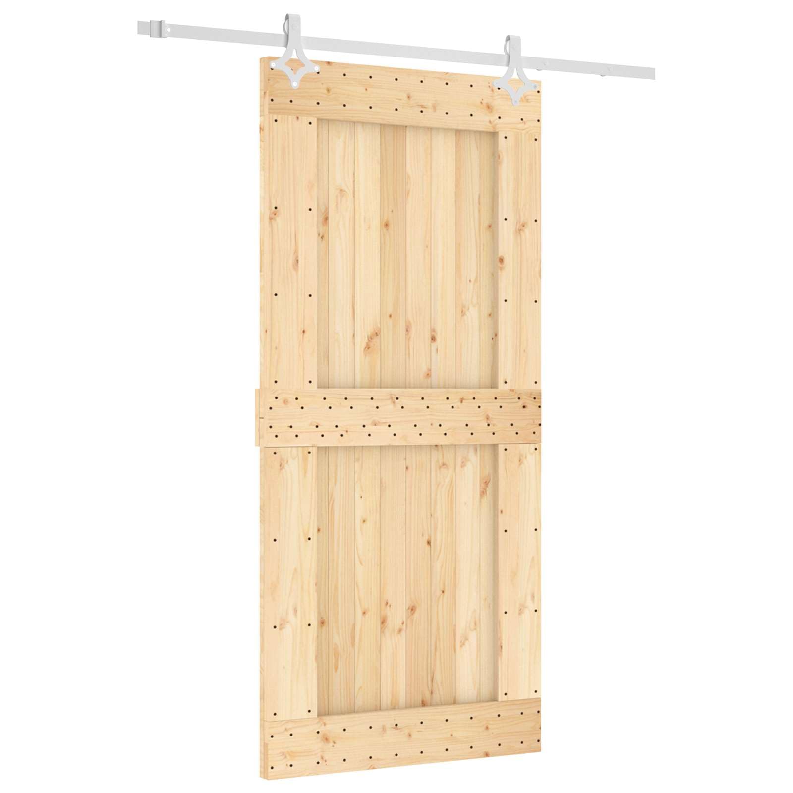 Puerta corredera de madera maciza de pino con sistema de