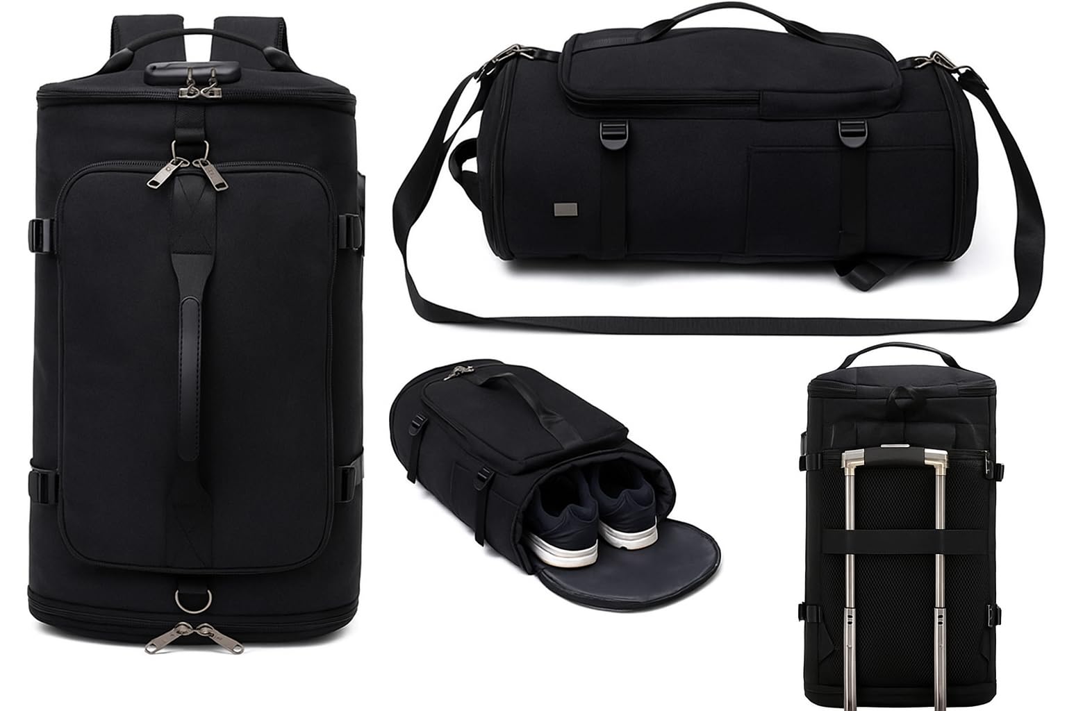 Duffle Bags Rucksack Backpacks Luggage Bag With Shoes Compartment | Backpack Carry Luggage | Travel Bag For Women | Mens Traveling Bags (Black)-image-27