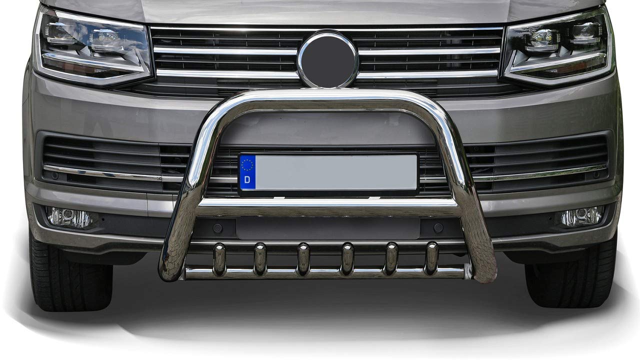 Edelstahl Frontschutzbügel ø 76mm mit Unterfahrschutz mit EG-Typengenehmigung/ABE kompatibel mit VW Volkswagen T6 (2015-2019)