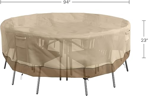 Miniatura 2 de Pure Garden Funda redonda para mesa de exterior, lona de poliéster 600D resistente de 94 pulgadas con UV 50+ y respaldo impermeable, fundas para