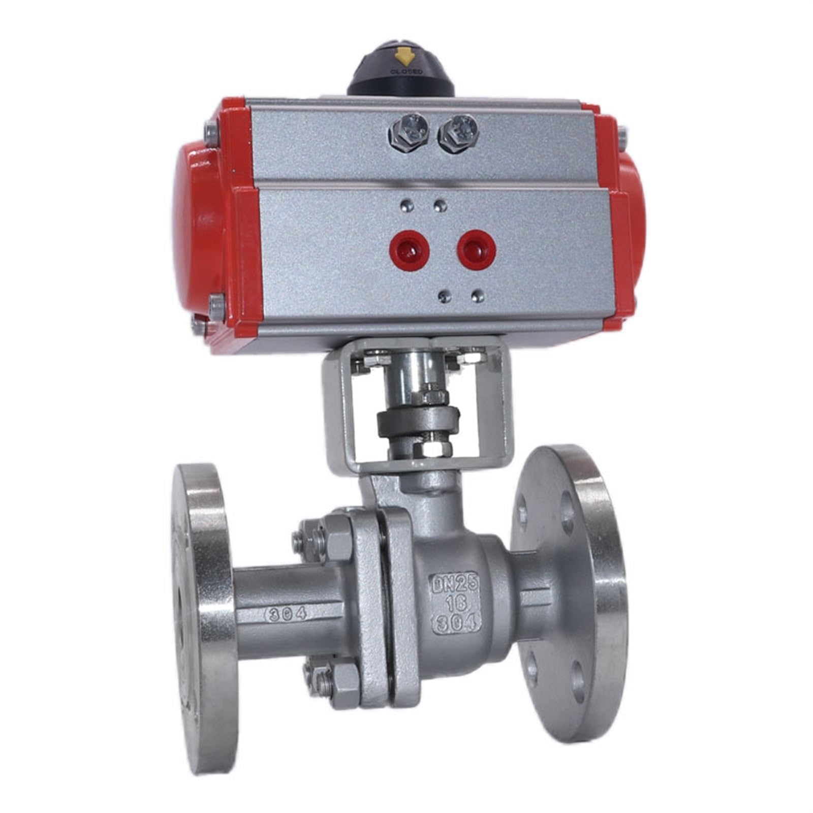 HYUJNAFZR Q641F 1inch 304 Stainless Steel Pneumatic Flanged Ball Valve Double Acting Cylinder High Temperature Steam Flange Ball Valve 1Pcs