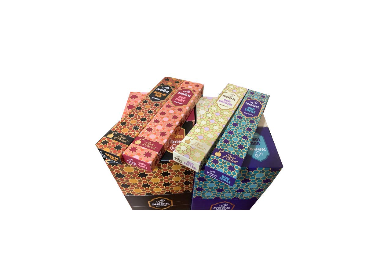 Hari Darshan Elixir of the East Incense Sticks - Assorted Noor - Oud - Agarwood - 4 Boxes x 15 g