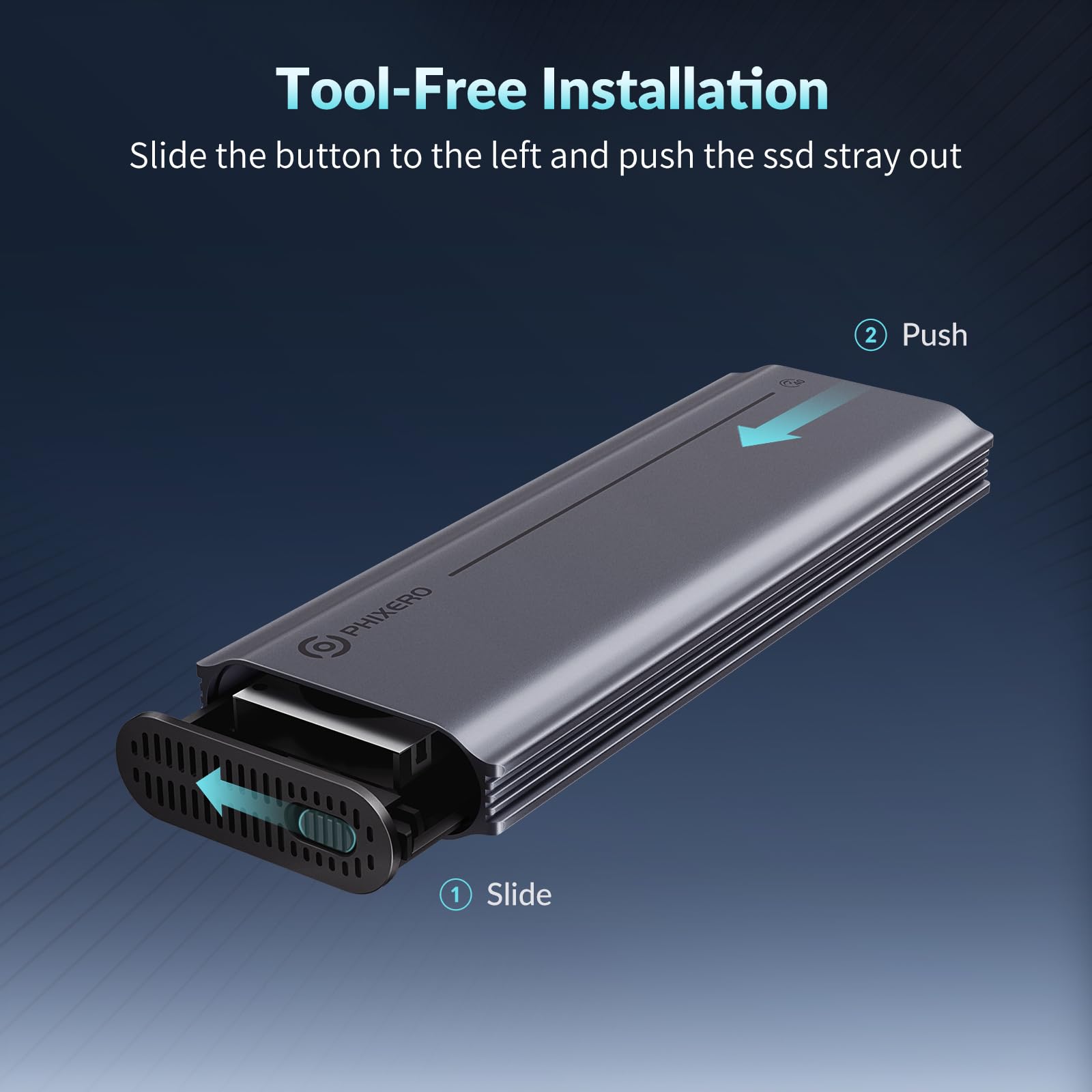 PHIXERO Custodia SSD M.2 NVMe da 40 Gbps con ventola integrata [custodia in alluminio], custodia USB 4.0 M.2 NVMe per PCIe 2280 M-Key (chiave B+M), custodia USB C compatibile per Thunderbolt 3/4, fino