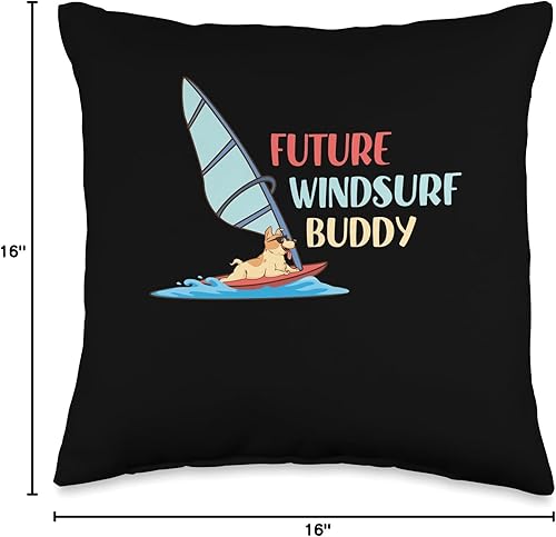 Miniatura 4 de Future Windsurf Buddy Funny Dog Windsurfing Gift Future Buddy - Almohada divertida de Windsurfista con perro, 16 x 16 pulgadas, multicolor
