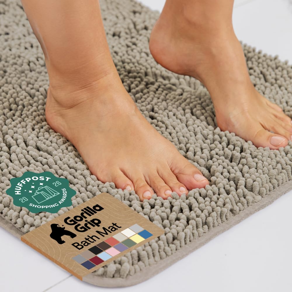 GORILLA GRIP Gray Beige Bath Rug