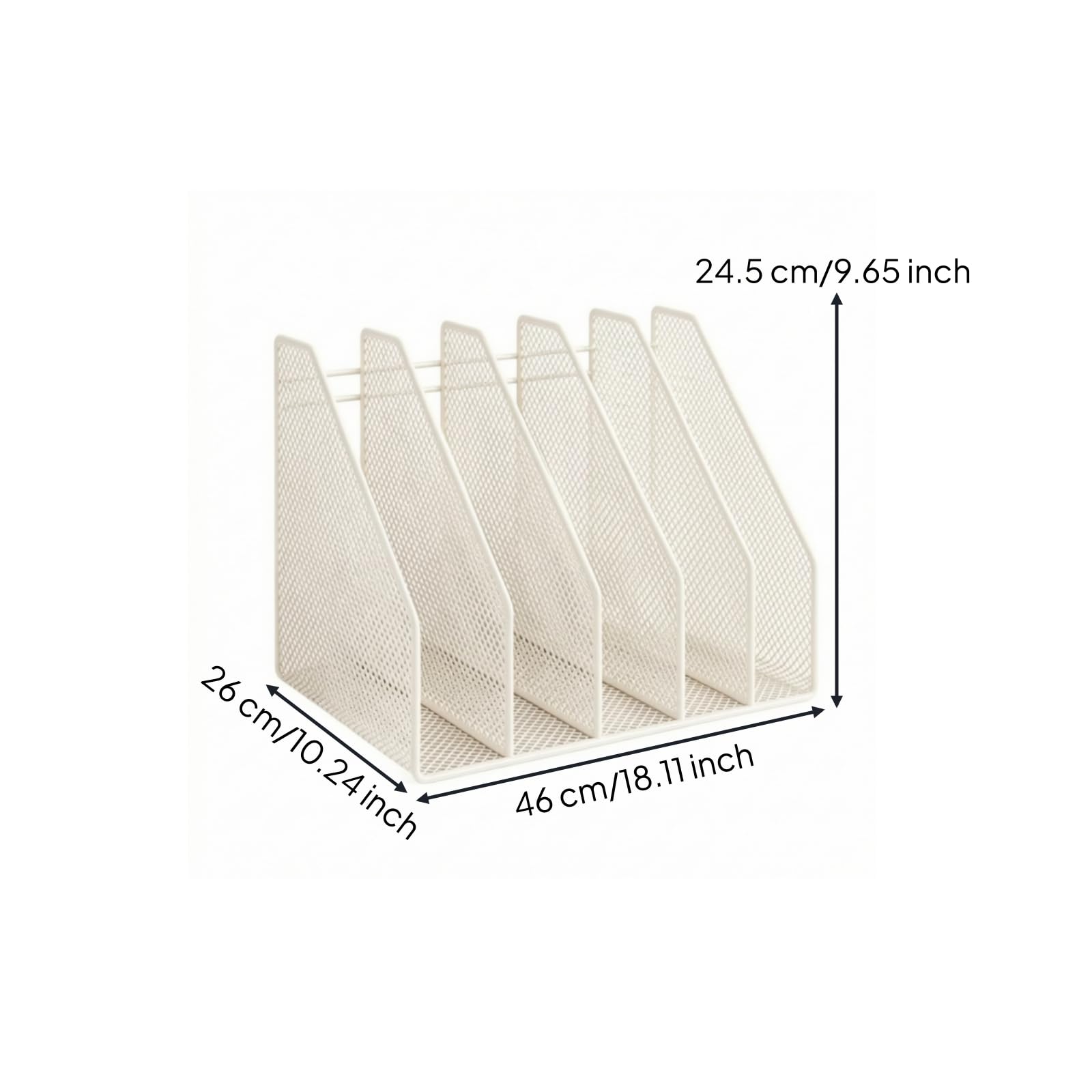 Scaffale da Tavolo con 6 Scomparti Robusto Portadocumenti in Metallo a Rete Autoportante Libreria da Scrivania con Disori per Impiegati, Ufficio, Nero
