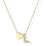 Inerney Easter Gifts for Kids Teen Girls Gold Heart Initial Necklace for Women 14K Gold Plated A-Z Letter Pendant Necklace Dainty Personalized Name Necklace Gift Jewelry Easter Basket Stuffers for Women