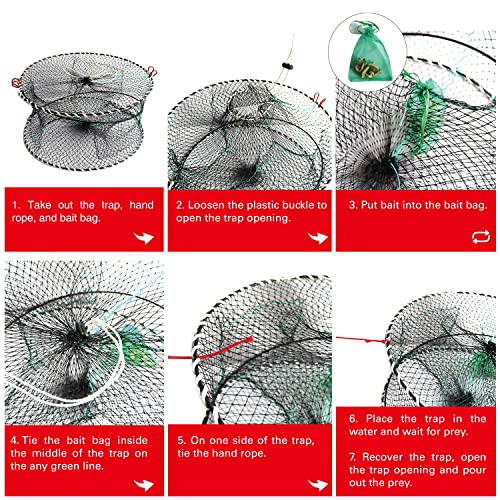 Basicgear Crab Trap Bait Lobster Crawfish Shrimp Portable Folded Cast Net Collapsible Fishing Traps Nets Fishing Accessories 35 * 20Cm (13.77Inx7.87In) #TOP4