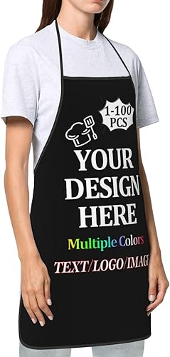 Miniatura 2 de Custom Apron For Men Women with Your Text Logo Image Personalized Chef & Grilling Aprons 1-100 PCS For Gifts