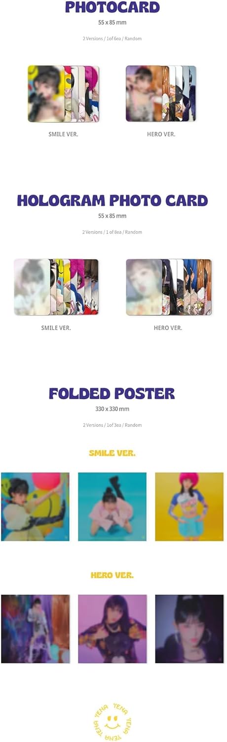 YENA SMiLEY 1st Mini Album [SMILE Ver.] Photobook + CD + Photocard + Hologram Photocard + Postcard + Sticker