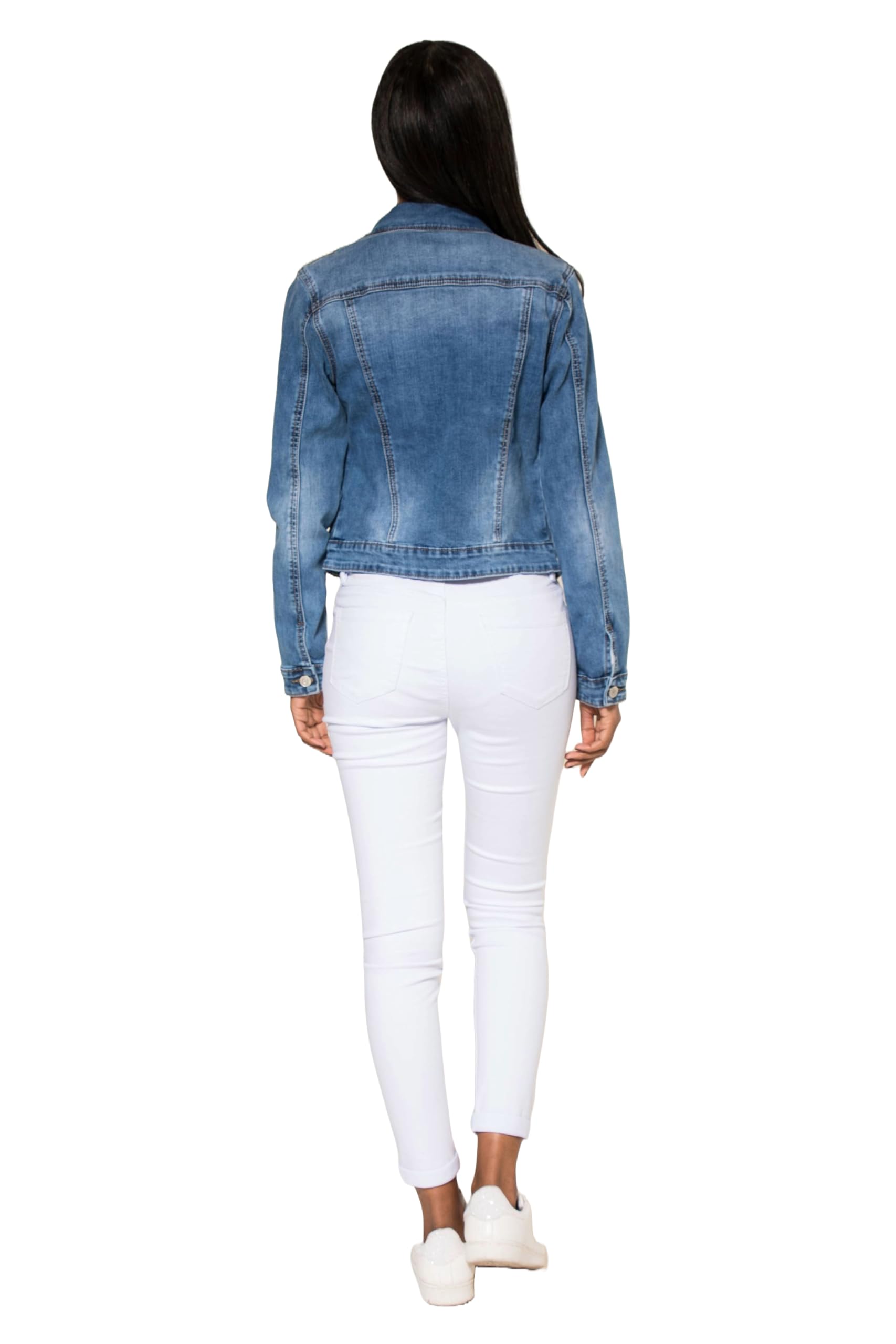 Nina Carter Chaqueta vaquera para mujer, corte ajustado, chaqueta de entretiempo, ligera, ajustada, chaqueta vaquera, informal, para mujer