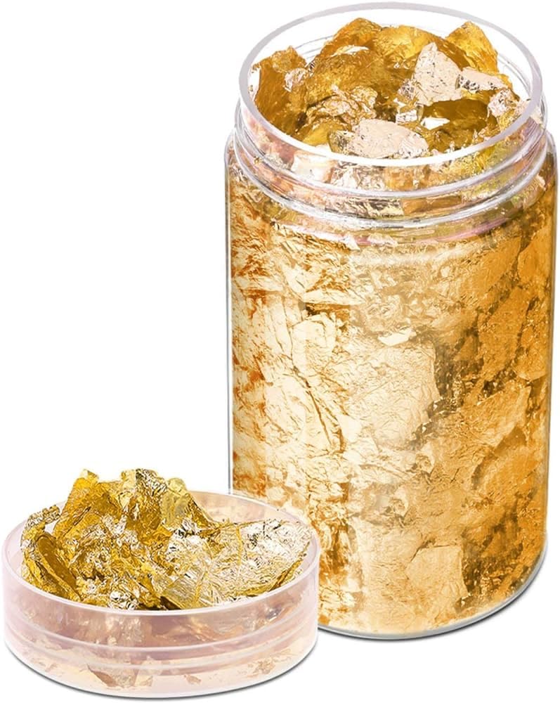 A.S.K Gold Foil Flakes for Resin, 10 Grams Imitation Metallic Leaf for Nails, Painting, Crafts, Slime and Resin Jewelry Making (Gold Color)-image-32