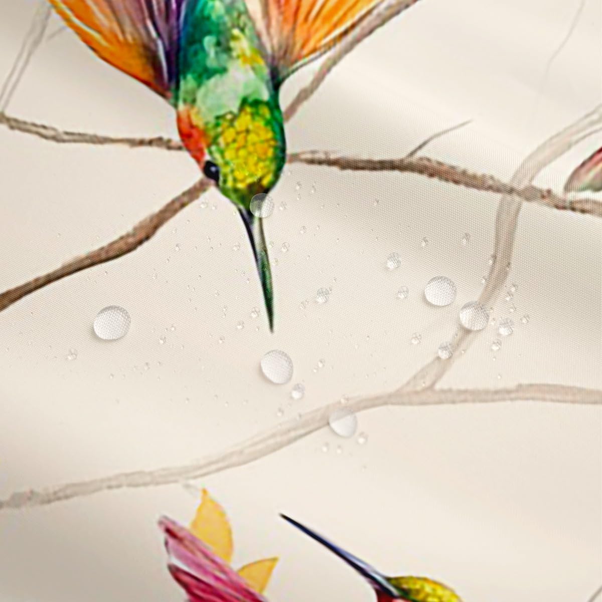 Erosebridal Hummingbird Bathroom Accessories 72" Wx78 L,Watercolor Branches Shower Curtain,Cute Bird Animal Bath Curtain,Tree Branches Botanical Waterproof Bathroom Curtains