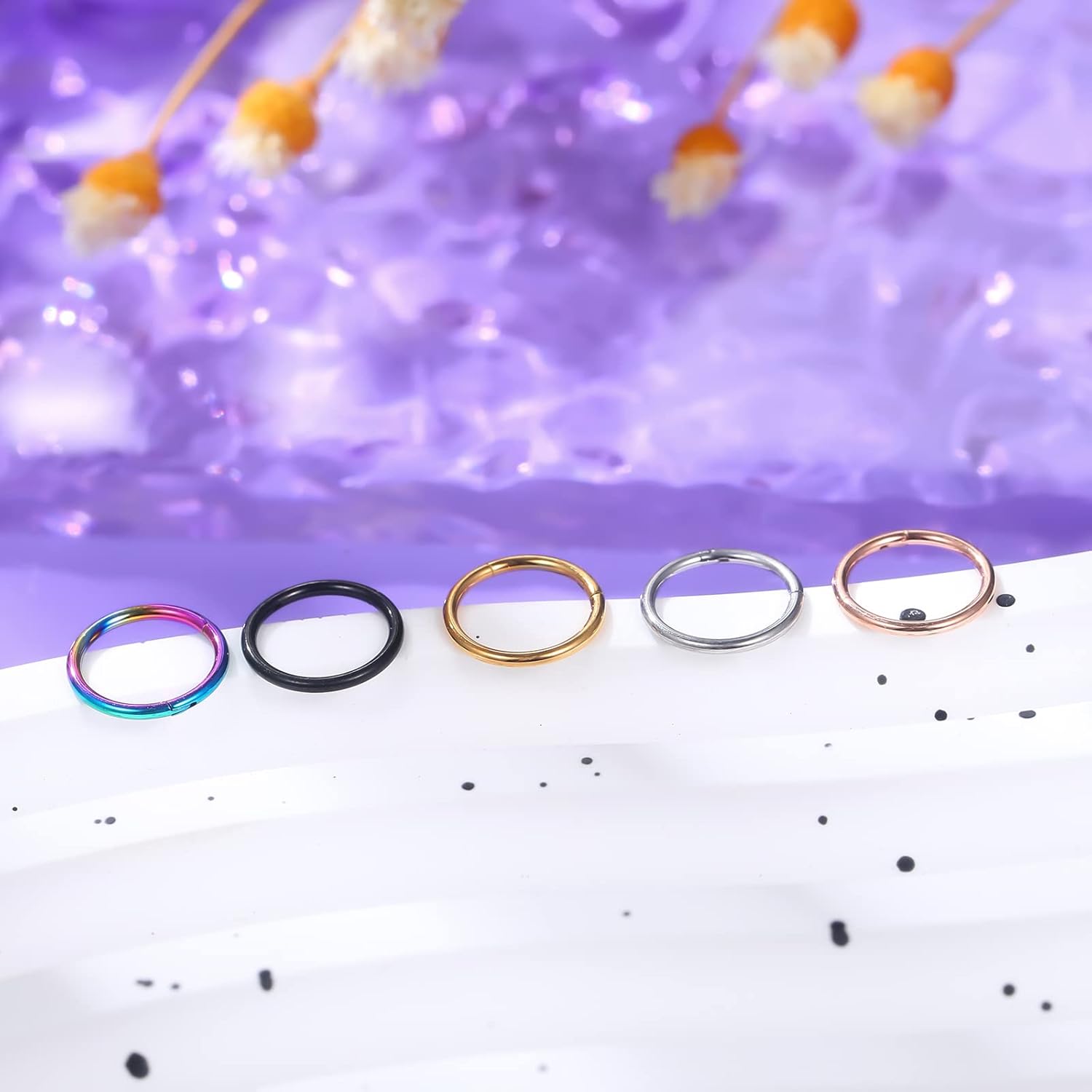 Xpircn 14G 16G 18G 20G Nose Rings Hoops Lip Septum Rings 316L Surgical Steel Tragus Daith Cartilage Earrings for Women Nose Ring Hoop Hinged Segment Ring Nose Piercing Jewelry - Image 8