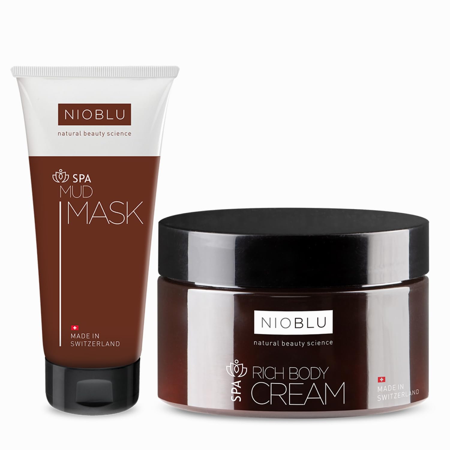 SPA Set Schlammmaske 75 ml + Körpercreme 200 ml – Reinigende Gesichtsmaske mit Kaolin – Pflegende Creme mit Mandelöl und Sheabutter