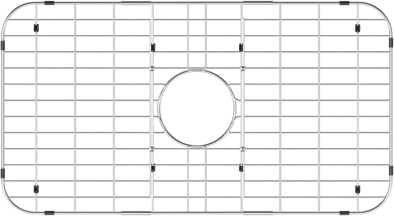 Redrubbit Stainless Steel Sink Grid and Protector for Bottom of Kitchen Sink,28 x 15 with Drain Hole for Single Handmade Sink Bowl for Kitchen Sink Grate, Sink Bottom Grid with Sink Hole Cover