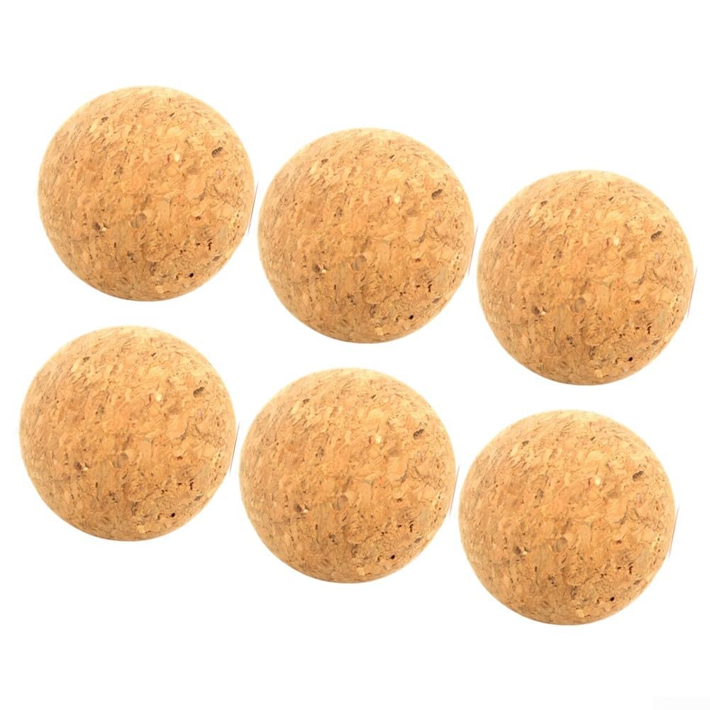 6 Pieces Natural Cork Foosball Balls for Table Football, Solid Wood Soccer Ball Replacement 36mm 40mm 45mm 50mm, Low Noise For long-lasting Game Beads for Indoor Games(50mm Cork Ball)