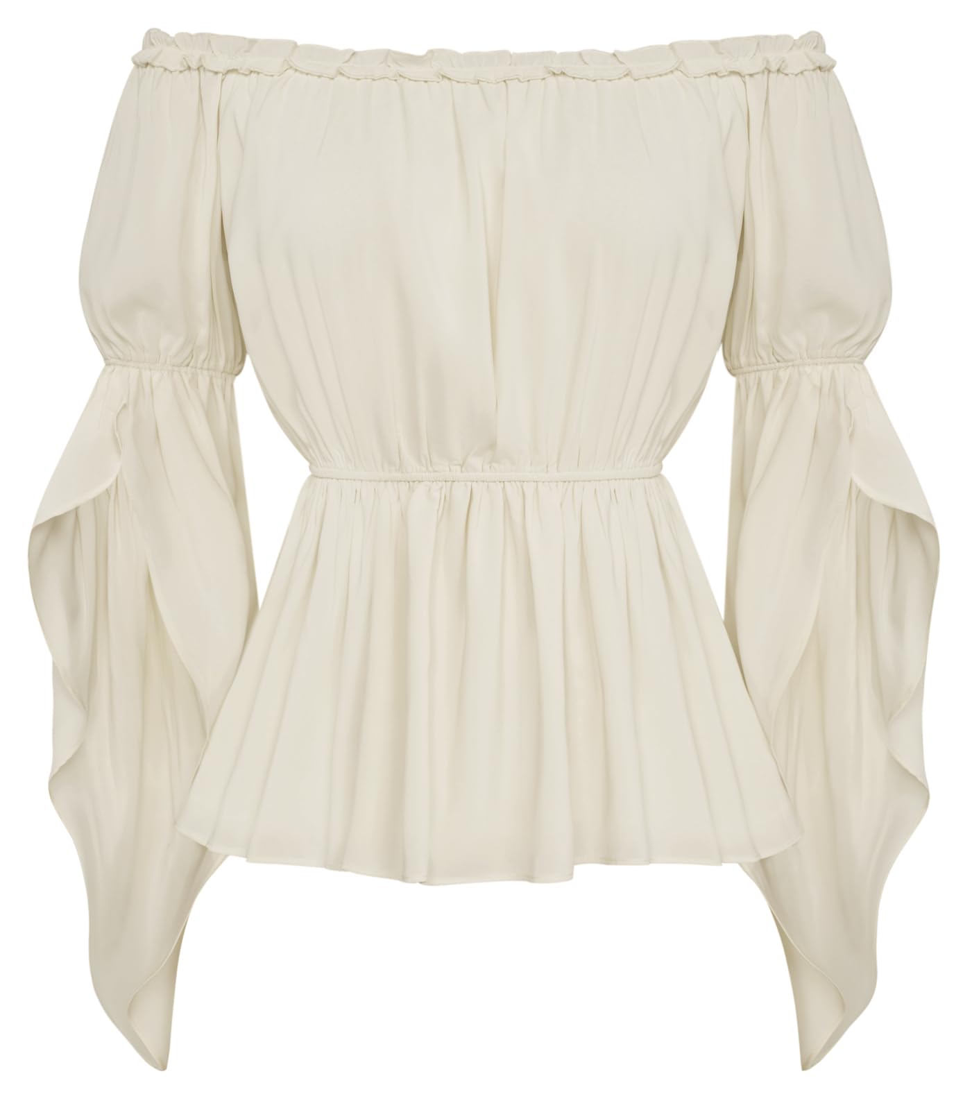 SCARLET DARKNESS Damen Viktorianische Rüschenbluse Schulterfrei Korsett Mittelalter Top