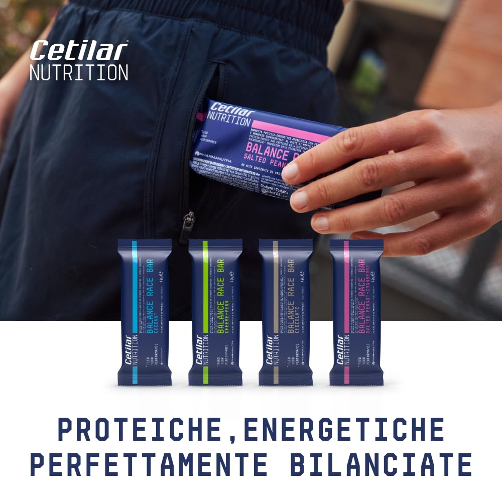 Balance Race Bar Mix, 8 Barrette energetico-proteiche da 40 gr cad., 4 gusti assortiti, formula bilanciata, con Ferro e Magnesio Sucrosomiali®, Energia durante l'allenamento, Cetilar Nutrition