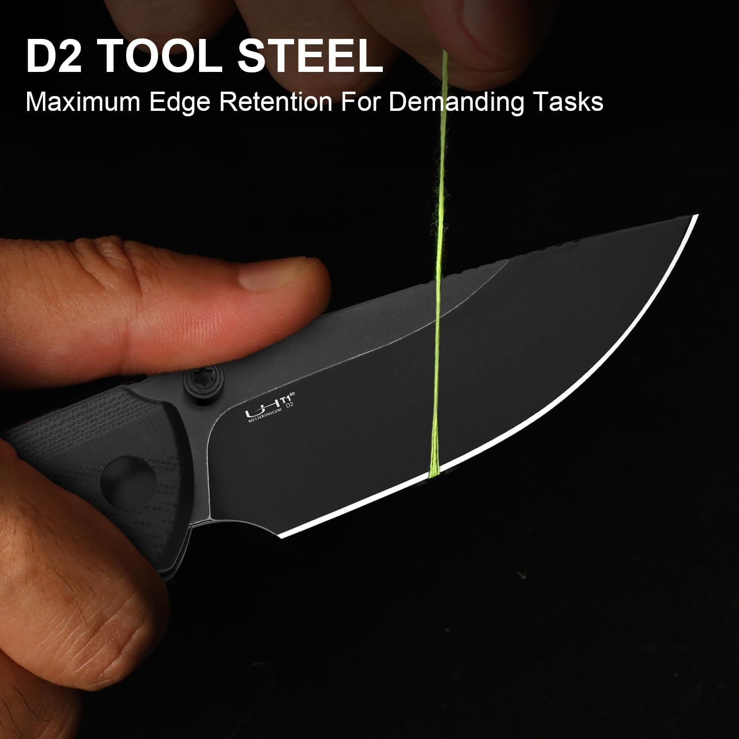 Kizer T1 BD EDC Pocket Knife, 3.2" D2 Steel Drop Point Folding Knives with Black G10 Handle, Thumb Stud Opener Button Liner Lock, for Camping Hiking Fishing V3490.2BM1