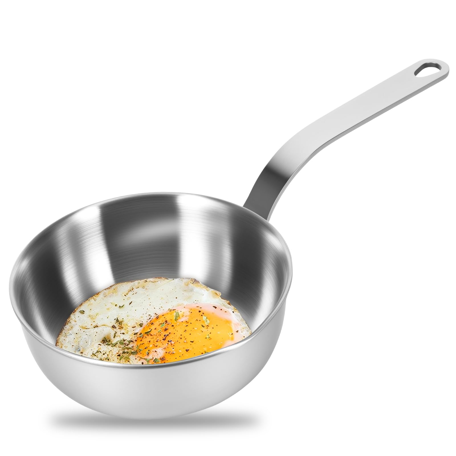 Mini Egg Pan 5 inch Stainless Steel Small Omelet and Sauce Pan Non-stick