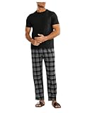 Men&apos;s 2 Piece Pajama Sets Plaid Pj Set Sleepwear Lounge Set Tee With Pants