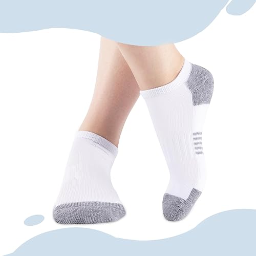 Miniatura 6 de Comfoex 10 pares de calcetines de tobillo de corte bajo para niños de 8-10, 4-6, 6-8 años, calcetines deportivos cortos con suela acolchada