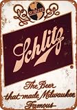 Sjducvxgyl Schlitz Beer Poster Vintage Metal Tin Sign Aluminum Sign Art Wall Decor 12 X 8 Inch Bedroom Kitchen Cafe Pub Plaque, colour