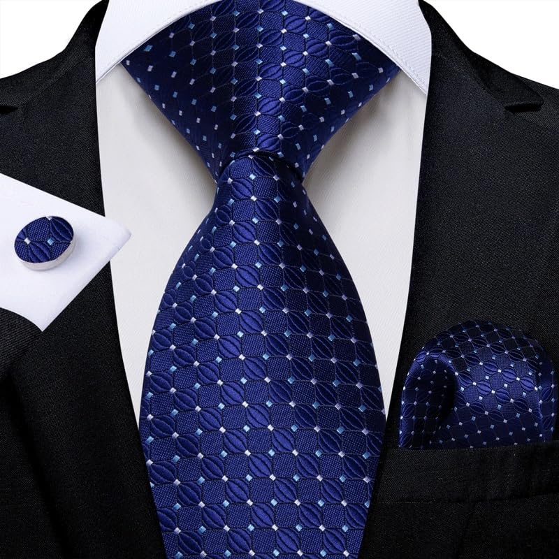 Set de corbata 8cm para hombre con pañuelo y gemelos miniatura 2