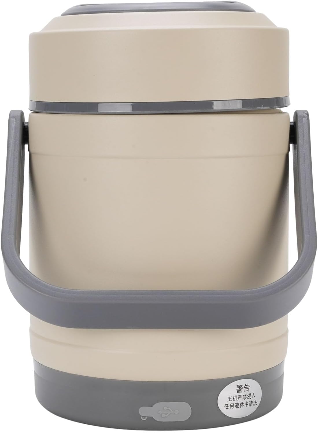 Cuifati Hot Pot Electric, 2L Cooker Mini Portable 20W Self Heating Electric Pot, Thermal Cooker Stainless Steel Heat Preservation for Cooking Noodles Steak Pasta (Beige)