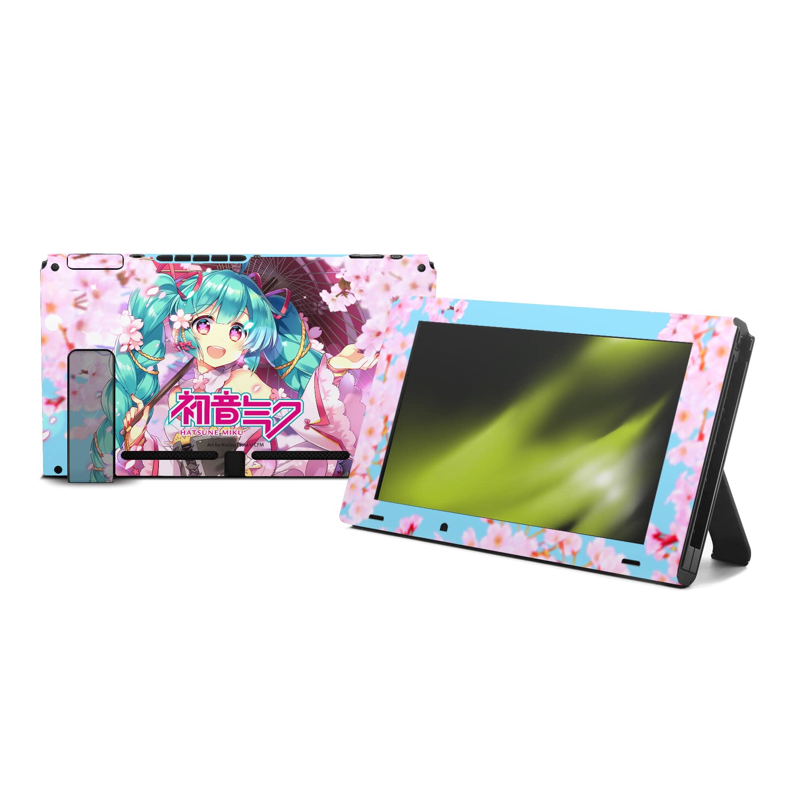Head Case Designs sous Licence Officielle Hatsune Miku Sakura Graphiques Vinyle Autocollant De Jeu Peau Autocollant Compatible avec Nintendo Switch Console & Dock & Joy-Con Controller Bundle
