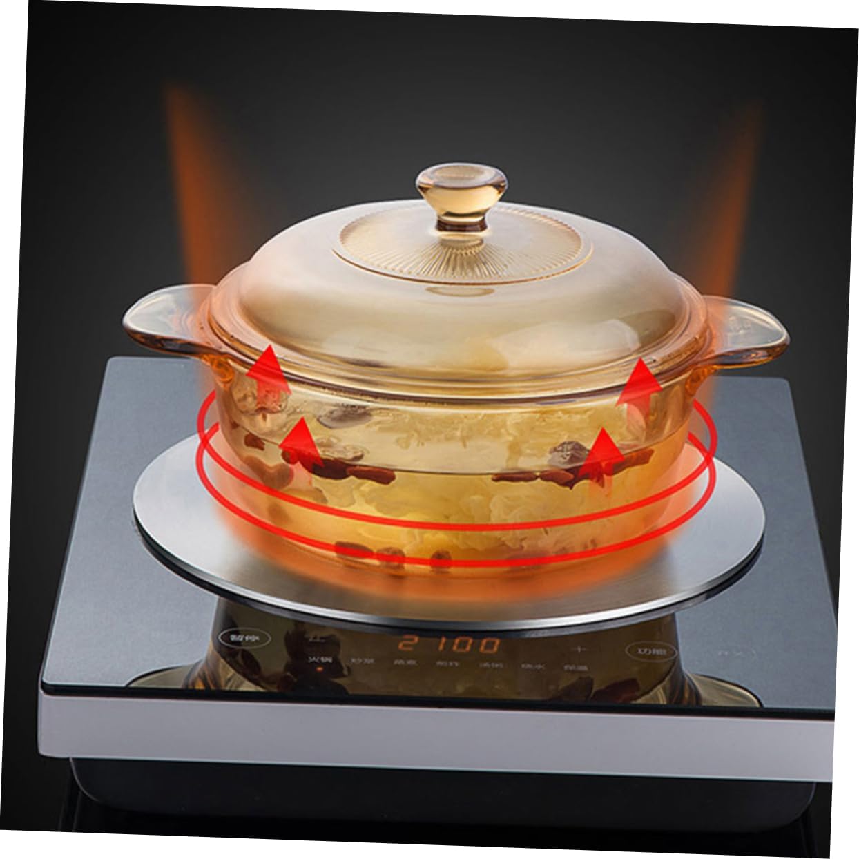 TIDTALEO Heat Diffuser Plate Handle Stainless Steel Induction Cooker Heat Conducting Plate for Gas Stove Compatible and Enamel Pots Uniform Cooking