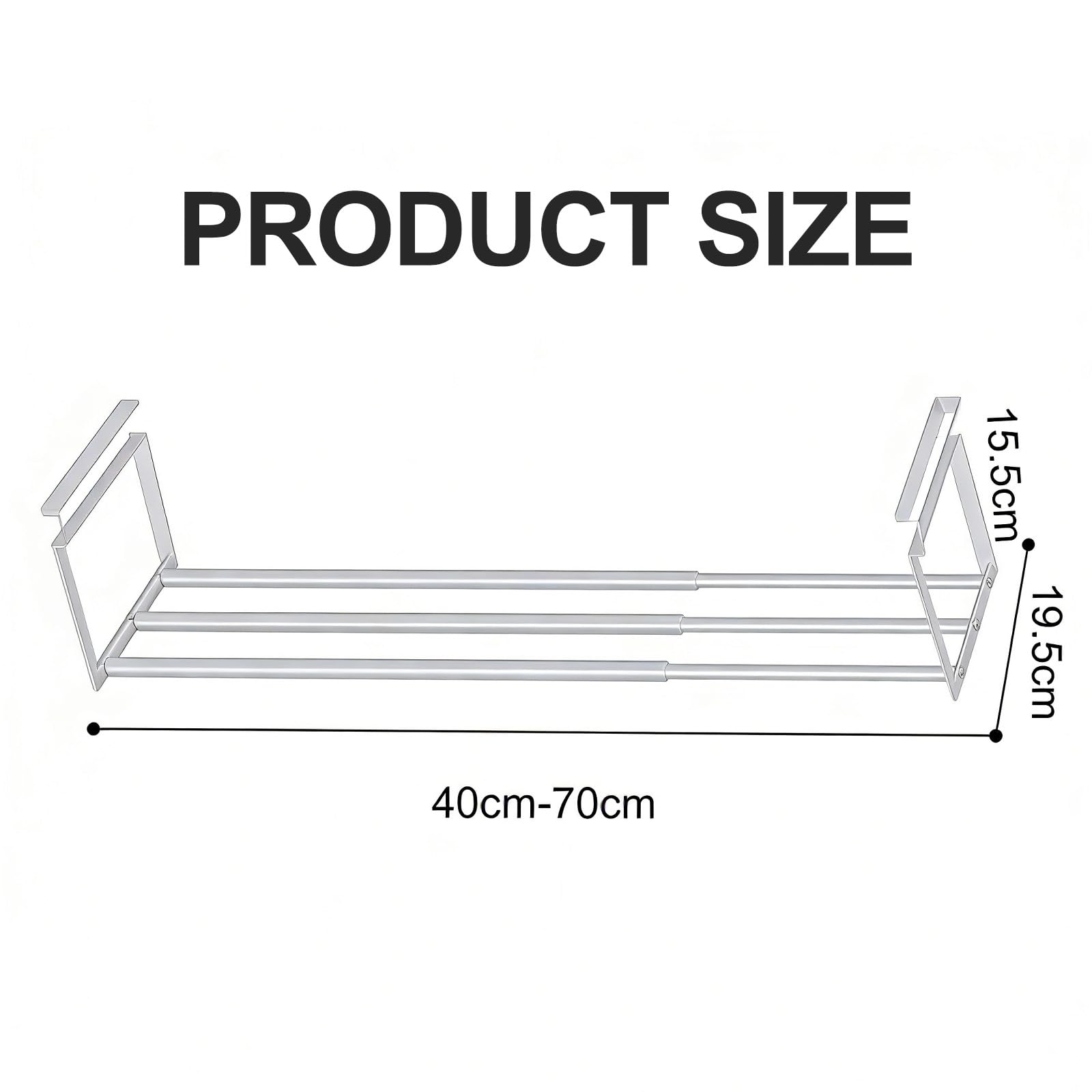 Organizador de armario colgante extensible de 40 a 70 cm, elegante cocina, ropa y zapatero, estantería multifunción que ahorra espacio (blanco)