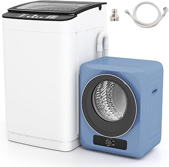 VCJ Portable Washing Machine and Dryer Set, 28lbs Fully Automatic Washer and 10lbs Portable Dryer with Stainless Steel Tub, Compact Washer and Dryer Combo for Apartment, RV, Dorm