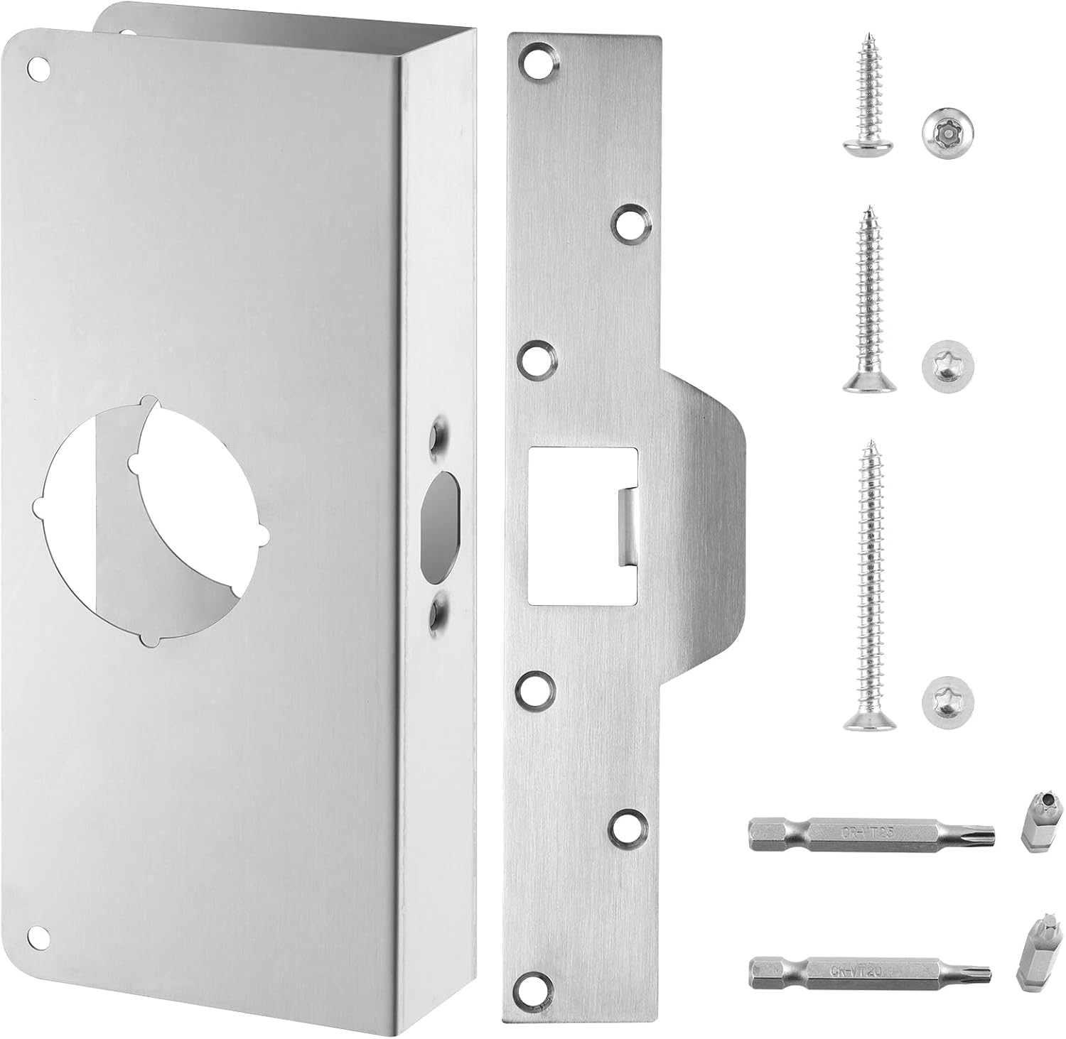 U 9585 Stainless Steel Lock and Door Reinforcement Plate fits 1-3/8" Thick Doors and Includes the U 9476 Security Latch Strike (1-1/4"x 7-7/8")