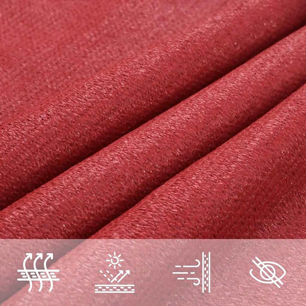 Sonnensegel 3x4 m Rechteckig Rot - Atmungsaktiver Schattenspender 160 g/m² HDPE - Winddurchlässiges Segeltuch mit Edelstahlösen für Terrasse, Garten und Balkon