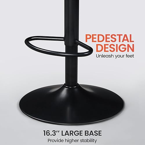 Miniatura 17 de Yaheetech Juego de 4 taburetes de bar, taburetes de bar giratorios ajustables sin brazos con respaldo y reposapiés, sillas de barra de altura de