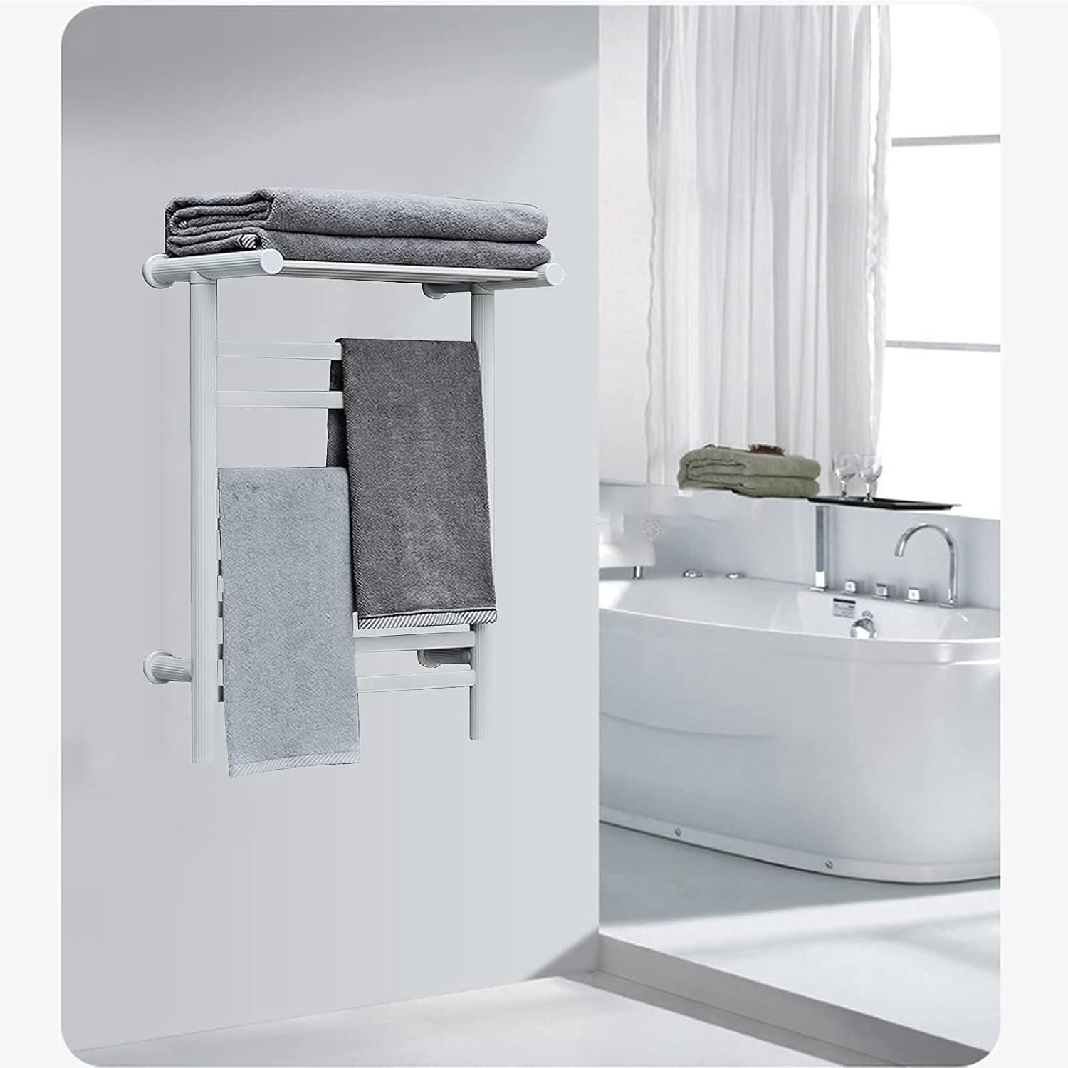 Towel Warmer, Carbon Fiber Heating Wall Mounted Heated Towel Rack