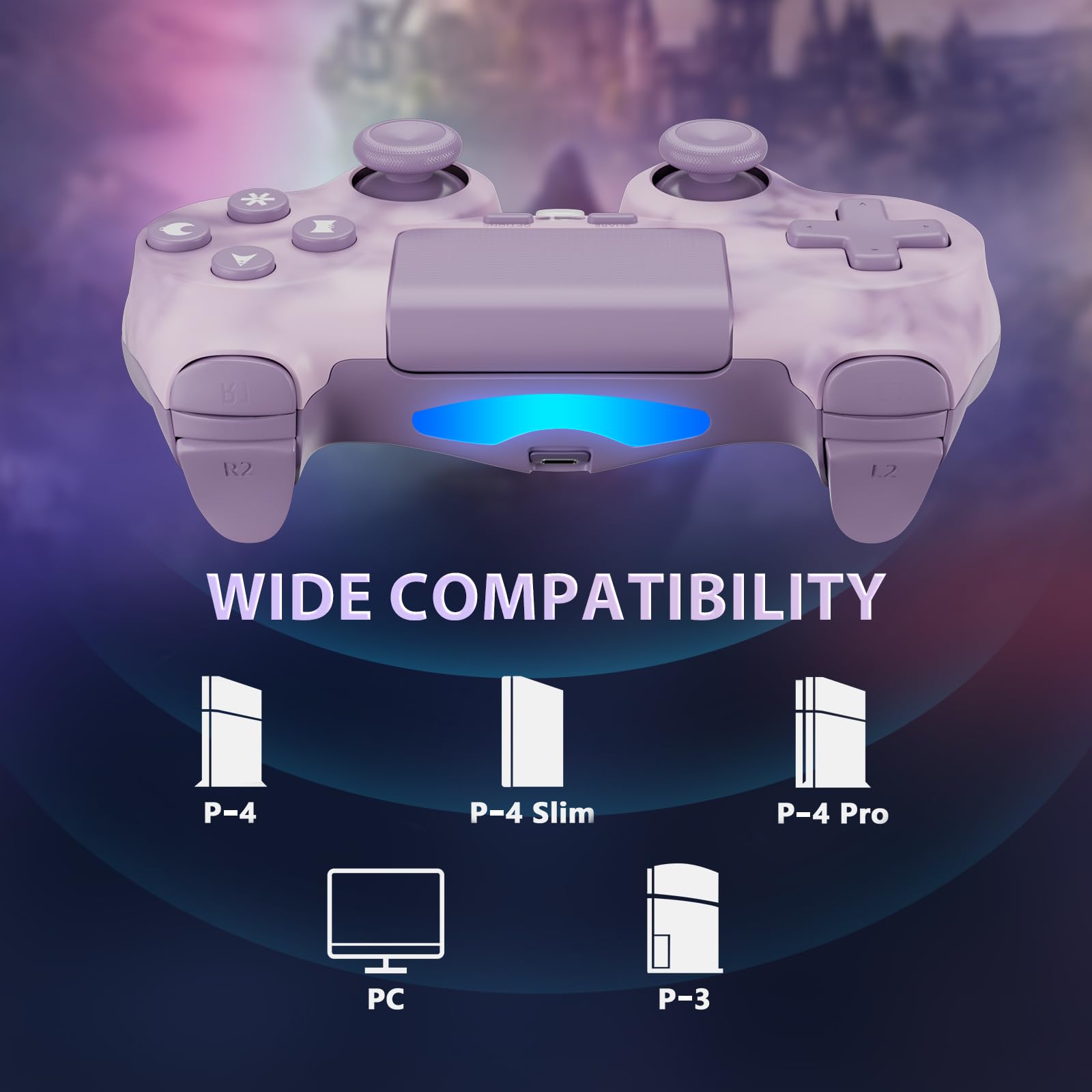ISHAKO Kabelloser PS4 Controller für PlayStation 4/Pro/Slim – Dual Vibration, 6-Achsen-Sensor, Touchpad, 3,5mm-Audiobuchse, Ergonomischer Anti-Rutsch-Griff, 800mAh Akku