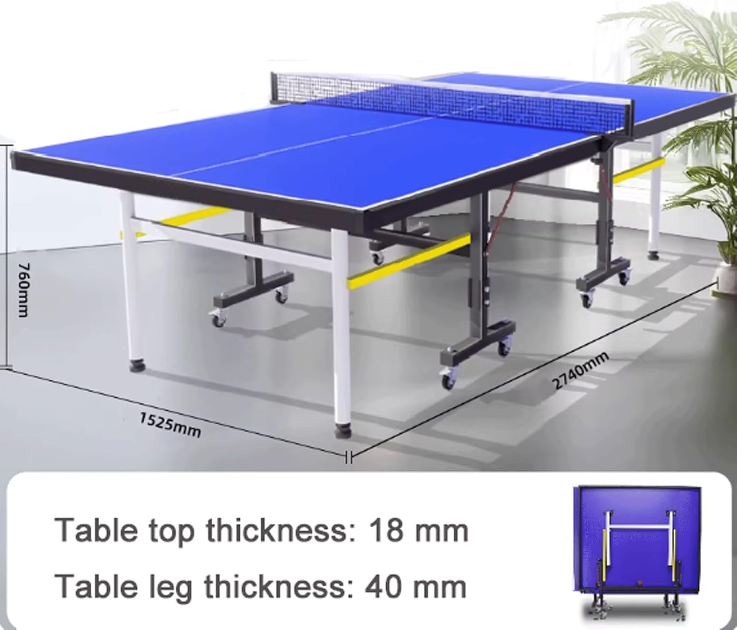 Portable Indoor Ping Pong Table with Wheels - Foldable Regulation Size for Home Use