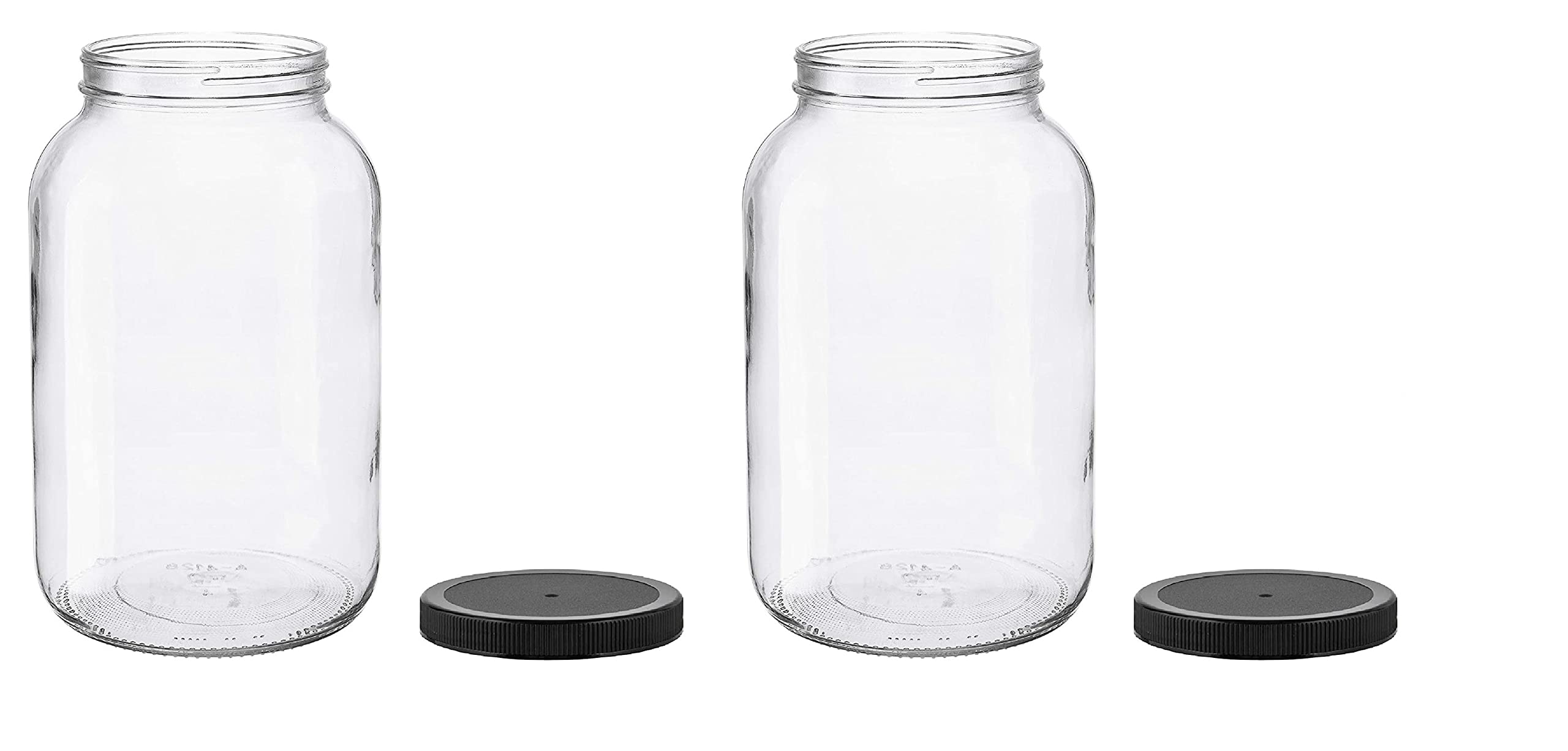 North Mountain Supply 1 Gallon Glass Jar Wide Mouth with Black Plastic Lid - USDA, BPA-Free, Made in the USA - for Fermenting, Storing, Canning, and