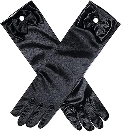 TINAYAUE Guanti da principessa in raso, lunghi guanti da sposa, guanti di perle, accessori di abbigliamento per matrimoni, carnevale, feste a tema, bianco, L