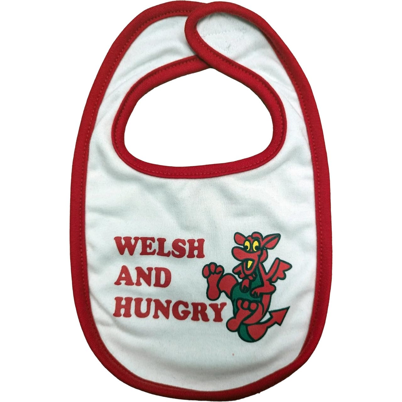 Manav White Baby Bib – Welsh And Hungry | Fun & Functional Baby Bib With Welsh Pride | Soft, Absorbent & Easy To Clean | Gift For Little Dragons