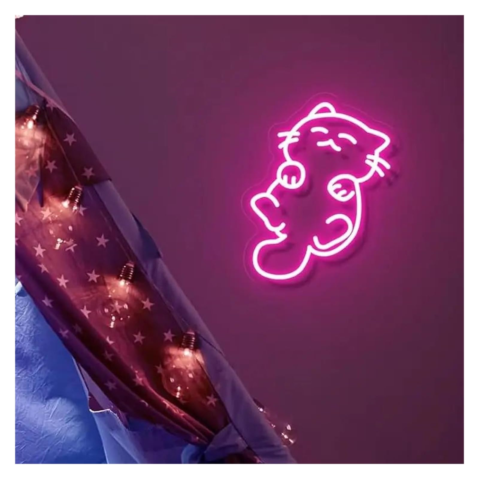 Luz de Diseño de Digital Letrero De Neón De Gato De Anime, Luces De Neón Regulables Alimentadas Por USB Para Bar De Club, Decoración De Pared De Sala De Juegos 28.7cm×36cm