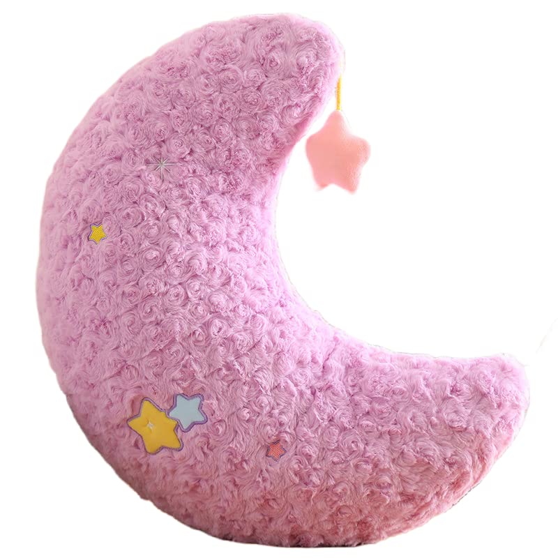 18"x18"Star Pillows,Star Shaped Plush Pillow Ultra Soft Faux Rabbit Fur Moon Cushion for Women Girs Cute Room Decor for Spring Summer (Moon-Purple)